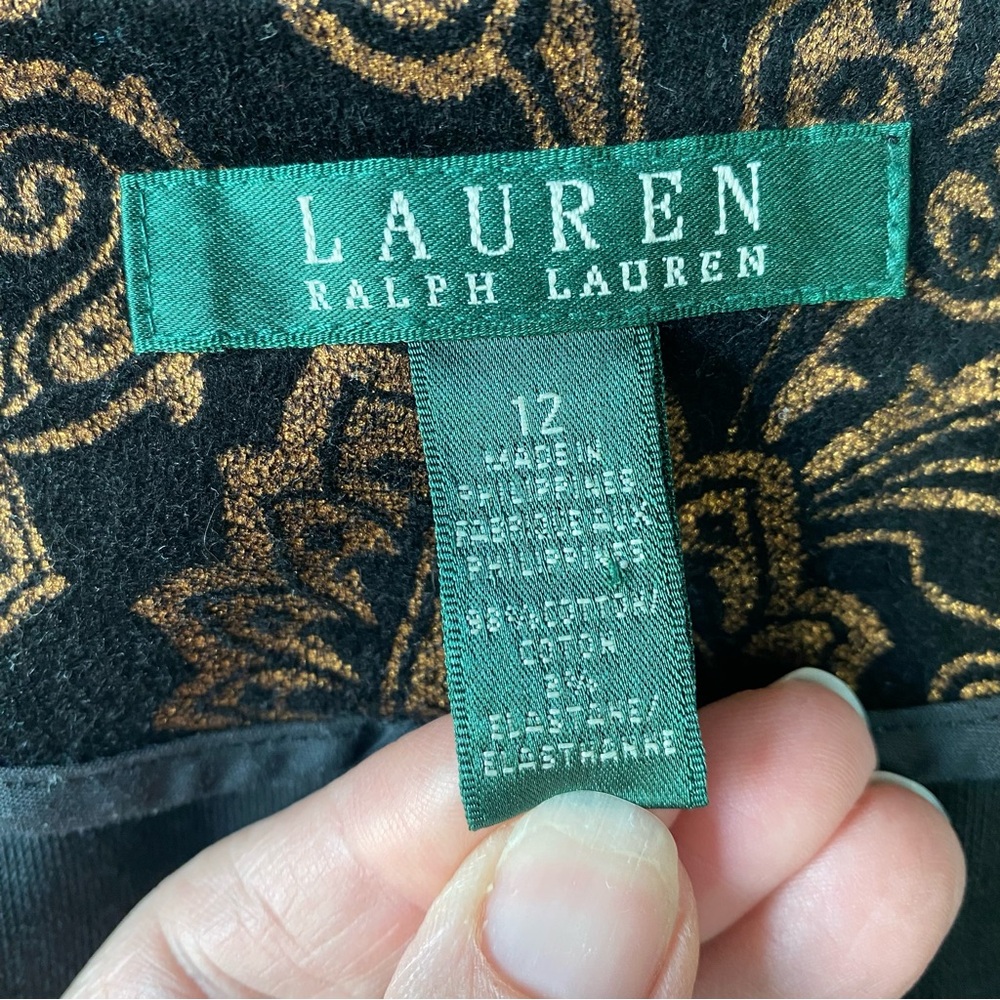LAUREN Ralph Lauren Black Velvet Gold Brocade Blazer - Picture 13 of 15